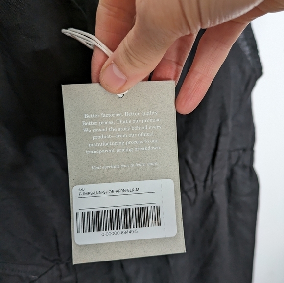 EVERLANE The Relaxed Fit Linen Shoestring Jumpsuit in Washed Black NEW Size M - Picture 6 of 8